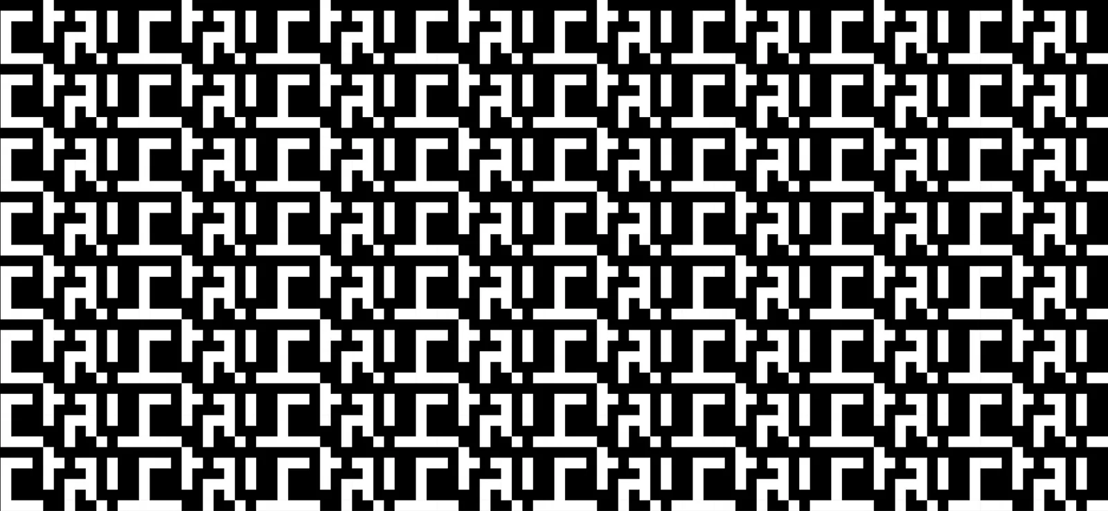A black and white pattern made by repeating the logo.