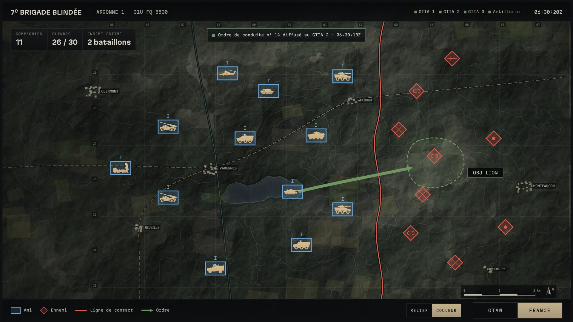 Le même mur ARGONNE-1 sur le fond carte couleur